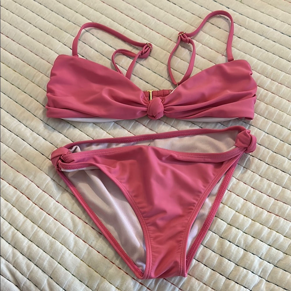 Athletic Pink Bikini Set with Adjustable Straps